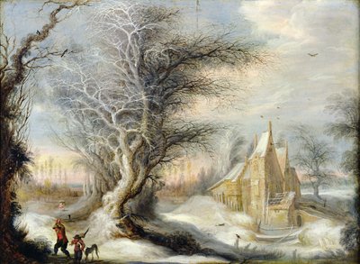 Winter Landscape with a Woodcutter by Gysbrecht Lytens or Leytens